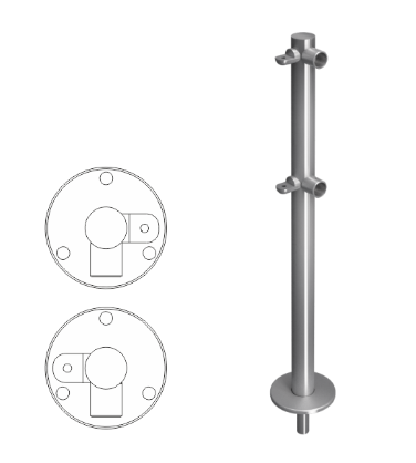Стойка ограждения съемная односторонняя с 2-мя полупетлями  под поворотную створку или секцию