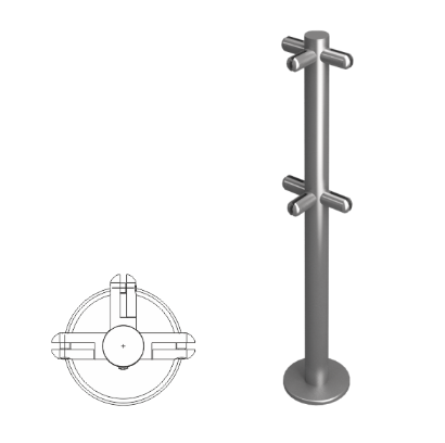 Стойка ограждения под стекло Т-образная h=400мм
