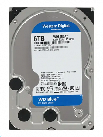 Western Digital WD60EZAZ Жесткий диск HDD SATA-III WD Blue, 6ТБ, 3.5&quot; 5400rpm