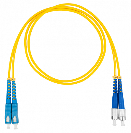 DATAREX SC-FC, дуплекс (duplex) OS2, нг(А)-HF, желтый, 1,0 м Шнур оптический коммутационный (патч-корд)