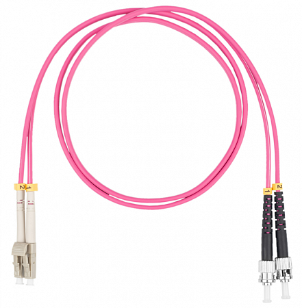 DATAREX LC-ST, дуплекс (duplex) OM4, нг(А)-HF, маджента, 1,0 м Шнур оптический коммутационный (патч-корд)